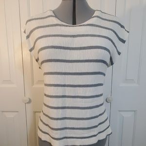 ARTHUR MAX Cream Striped Blouse Size L